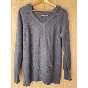 prAna Shoal Tunic Hoodie Sz. Large Blue Long Sleeve Kanga Pocket Organic Cotton